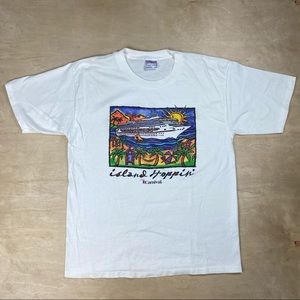 Vintage Cruise Ship Carnival Travel Island Hopper Men’s White T-Shirt Large